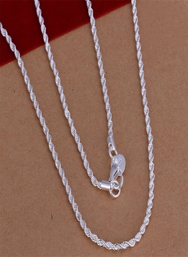 LRGKMCWTOB Fashion 925 Sterling Silver Rope Chain Twist Necklace Faux Dainty Durable Twist Rope Necklace Jewelry Luxury Braided Rope Chain Necklace Temperament Wedding Engagement Jewelry 20in - Image 3